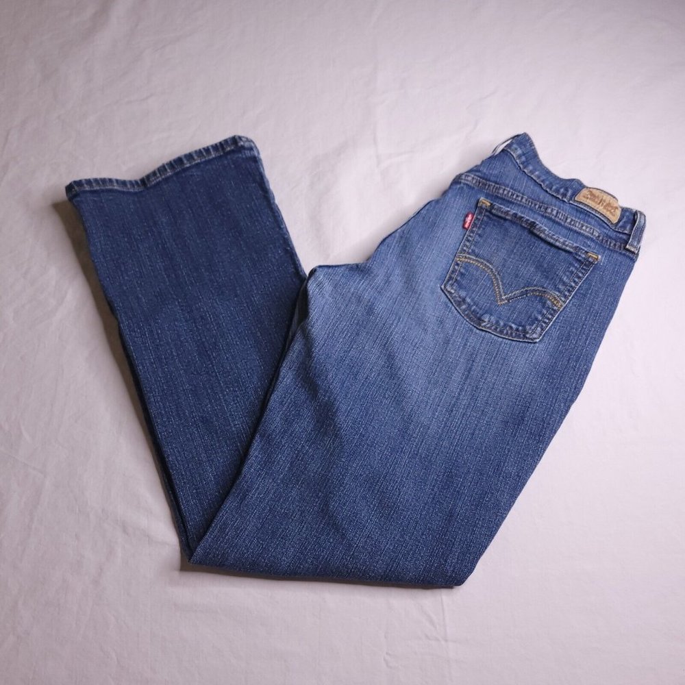 Levi's 515 Bootcut Jeans Size 12 Mid Rise Medium Wash Stretch Embellished Womens